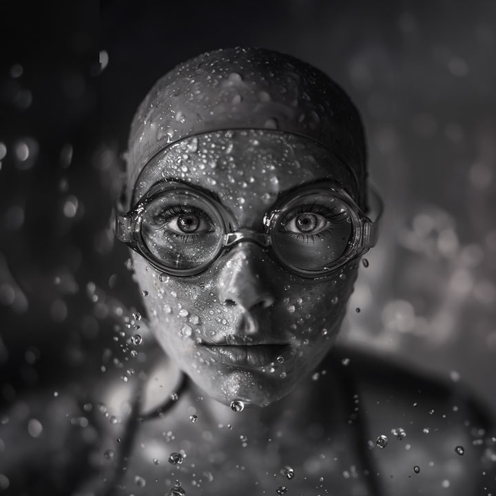 Nadadora olímpica con grafito