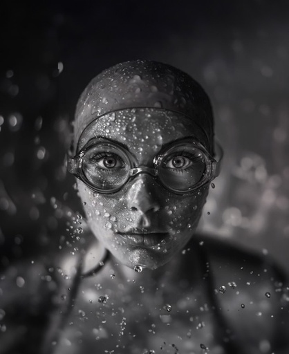 Nadadora con grafito